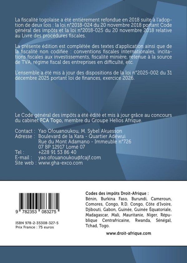 Quatrième de couverture de « Code général des impôts : suivis des textes fiscaux non codifiés »