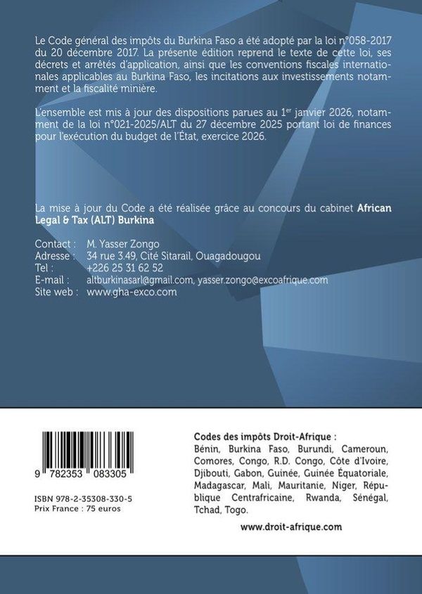 Quatrième de couverture de « Code général des impôts : suivi des textes fiscaux non codifiés »