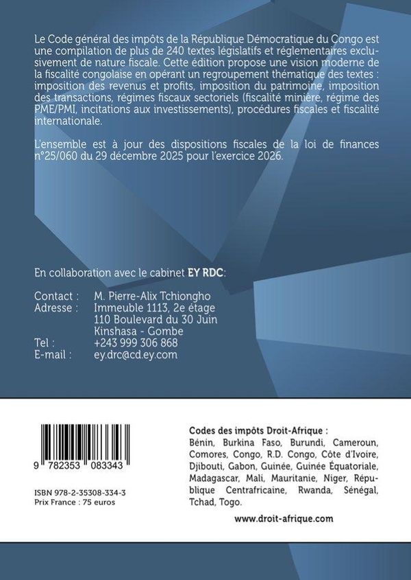 Quatrième de couverture de « Code général des impôts, 2026 : compilation des textes fiscaux en vigueur au 1er janvier 2026 »