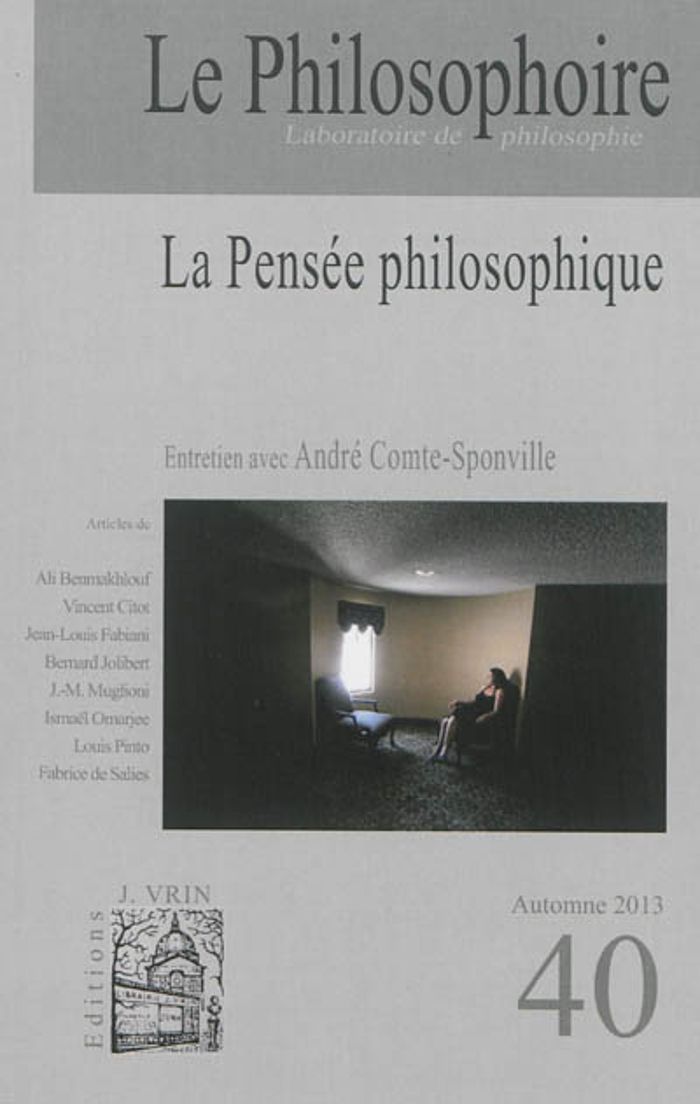 Couverture du livre « LE PHILOSOPHOIRE N 40 - LA PENSEE PHILOSOPHIQUE » de Collectif, librairie Les Contes Infusés à Corte