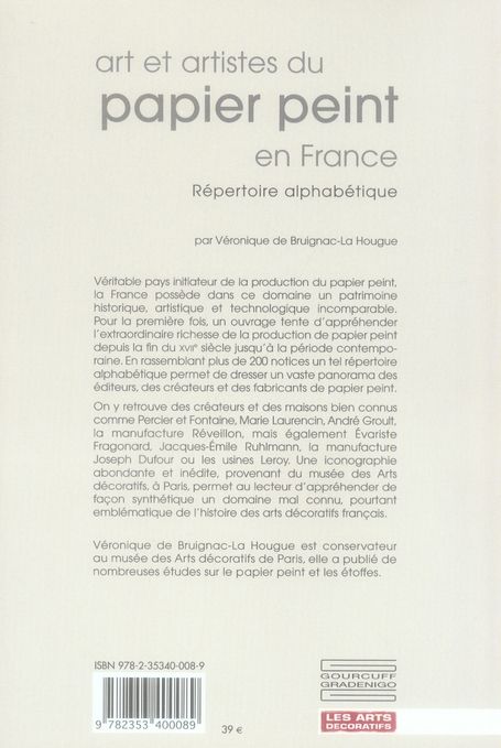 Quatrième de couverture de « ART ET ARTISTES DU PAPIER PEINT »