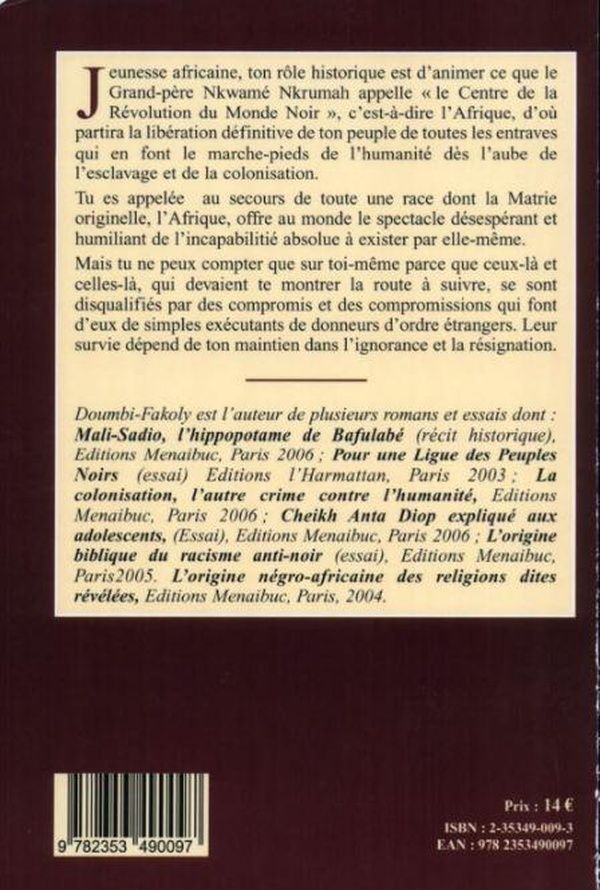 Quatrième de couverture de « COMPLOT CONTRE LA JEUNESSE AFRICAINE »