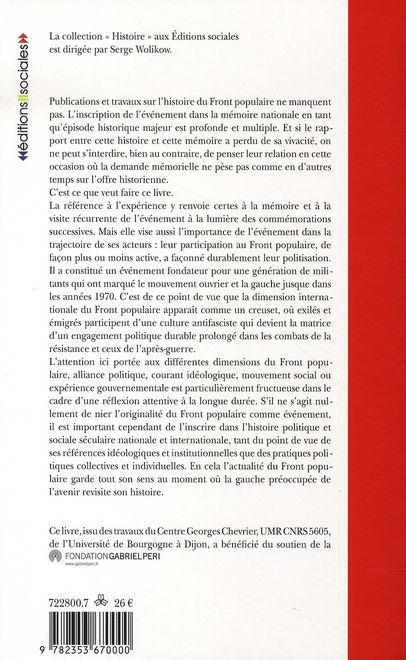 Quatrième de couverture de « PAIN LA PAIX LA LIBERTE (LE) - EXPERIENCES ET TERRITOIRES DU FRONT POPULAIRE »