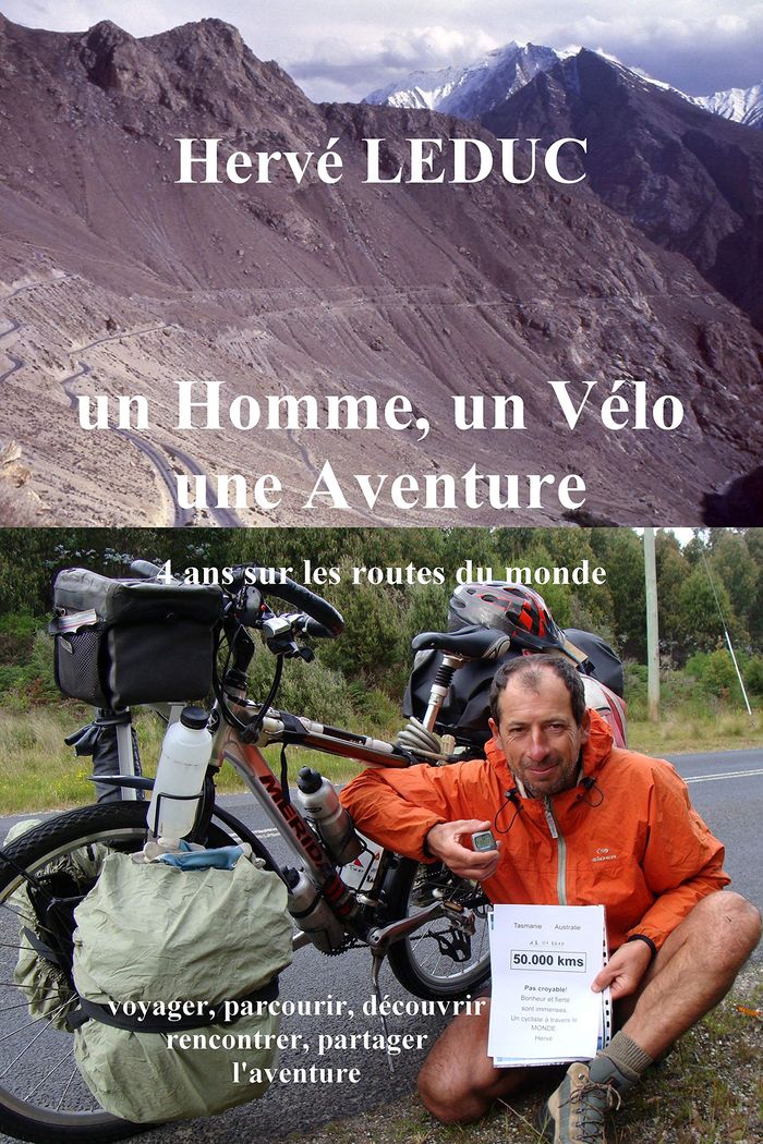 Couverture du livre « UN HOMME, UN VELO, UNE AVENTURE », librairie Les Contes Infusés à Corte