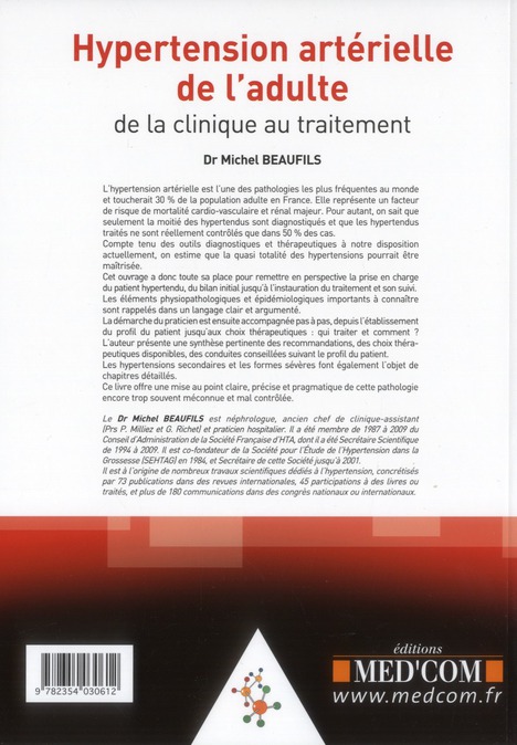 Quatrième de couverture de « L'HYPERTENSION ARTERIELLE : DE LA CLINIQUE AUTRAITEMENT »
