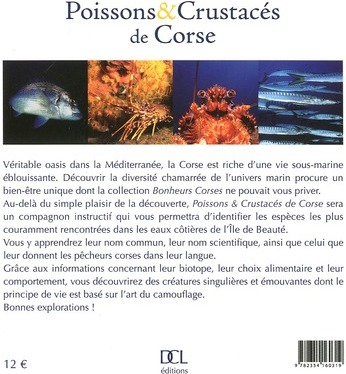Quatrième de couverture de « POISSONS ET CRUSTACES DE CORSE »