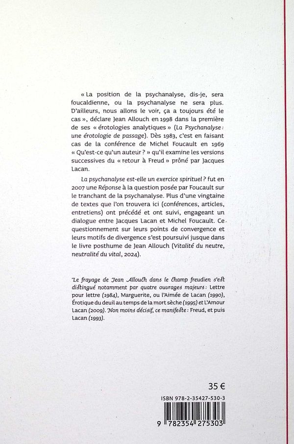 Quatrième de couverture de « Entre Lacan et Foucault : 1983-2022 »