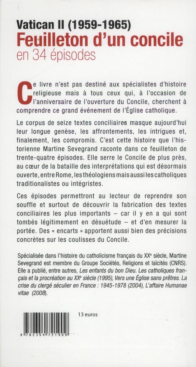 Quatrième de couverture de « VATICAN II 19591965 FEUIL »