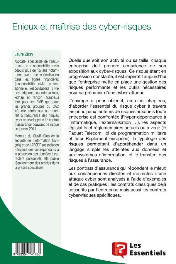 Quatrième de couverture de « ENJEUX ET MAITRISE DES CYBER-RISQUES »