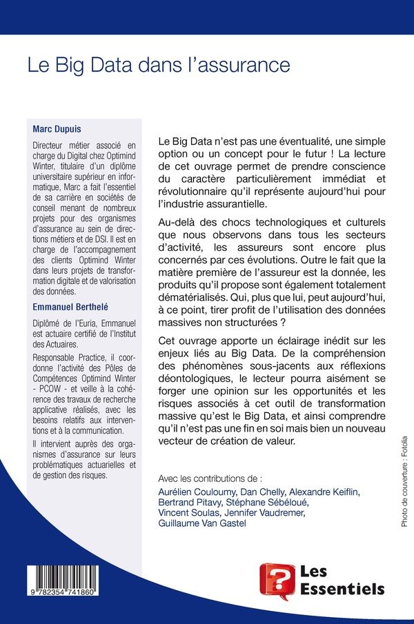 Quatrième de couverture de « LE BIG DATA DANS L'ASSURANCE »