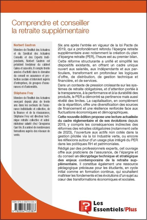 Quatrième de couverture de « Comprendre et conseiller la retraite supplémentaire »