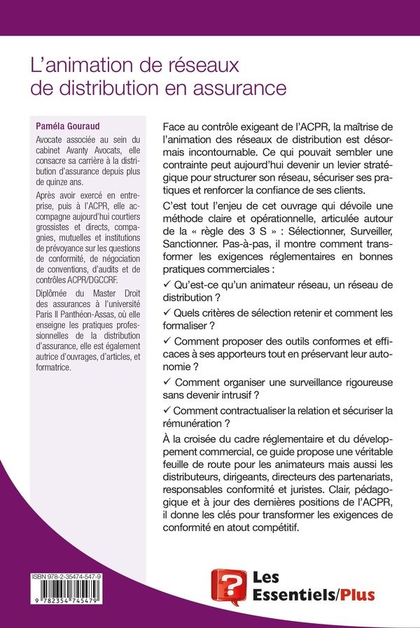 Quatrième de couverture de « L'animation de réseaux de distribution en assurance »