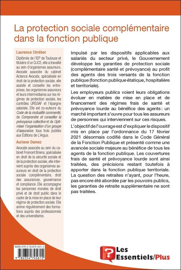 Quatrième de couverture de « La protection sociale complémentaire dans la fonction publique »