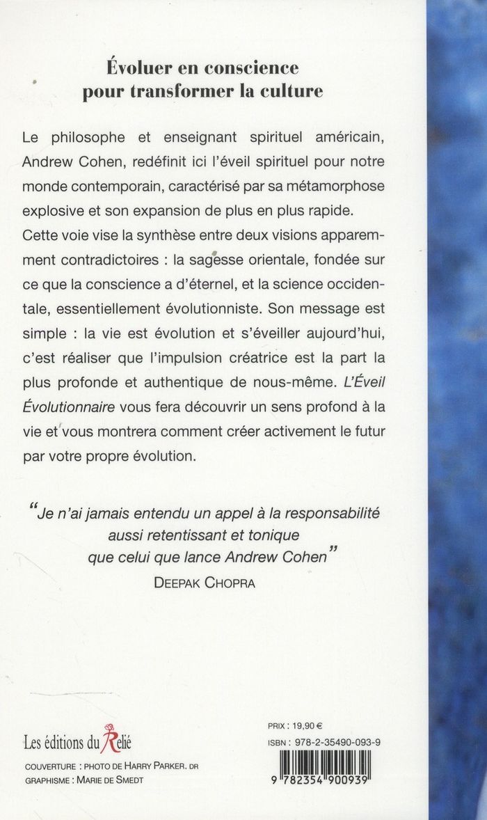 Quatrième de couverture de « L'EVEIL EVOLUTIONNAIRE »