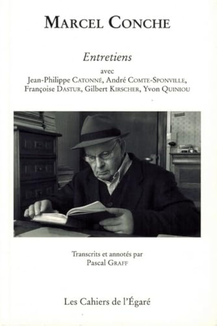Couverture du livre « ENTRETIENS - AVEC JEAN-PHILIPPE CATONNE, ANDRE COMTE-SPONVILLE, FRANCOISE DASTUR, GILBERT KIRSCHER », librairie Les Contes Infusés à Corte