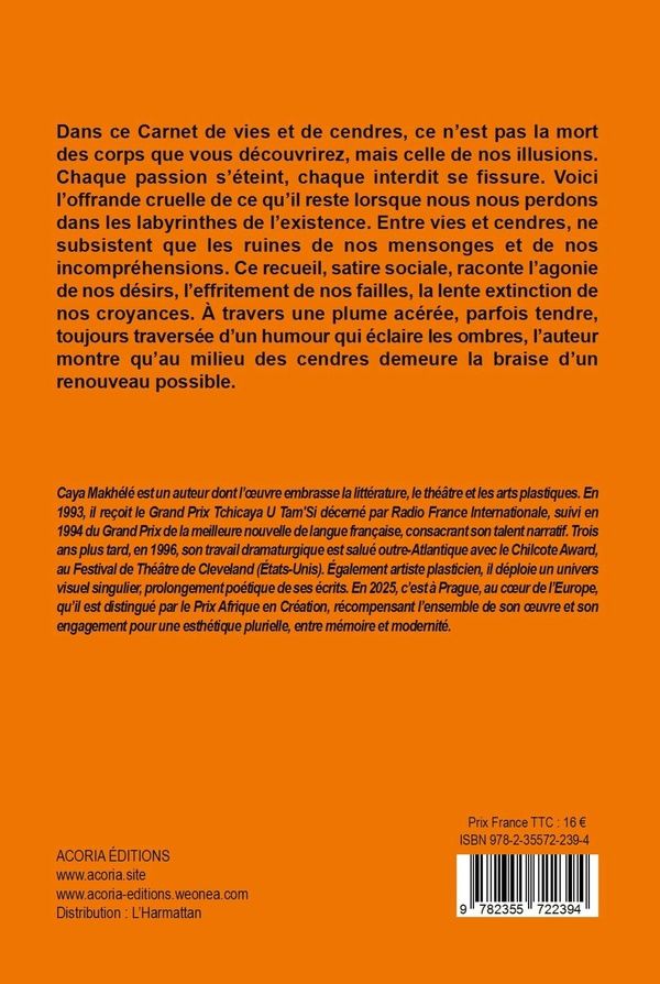 Quatrième de couverture de « Carnet de vies et cendres : nouvelles »