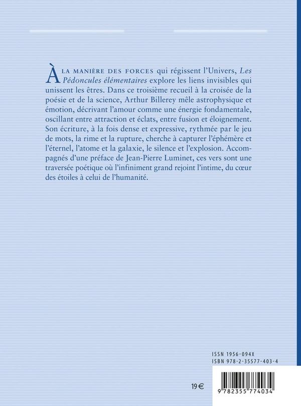 Quatrième de couverture de « Les pédoncules élémentaires »