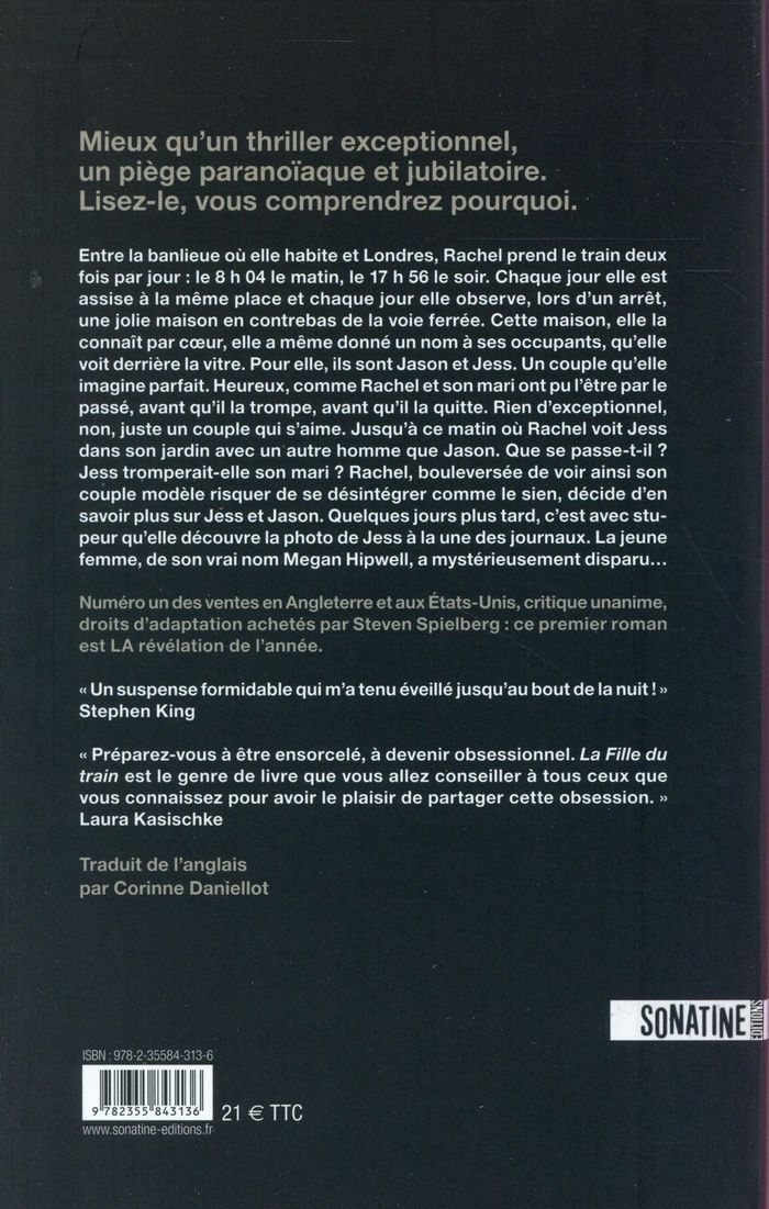 Quatrième de couverture de « La fille du train »