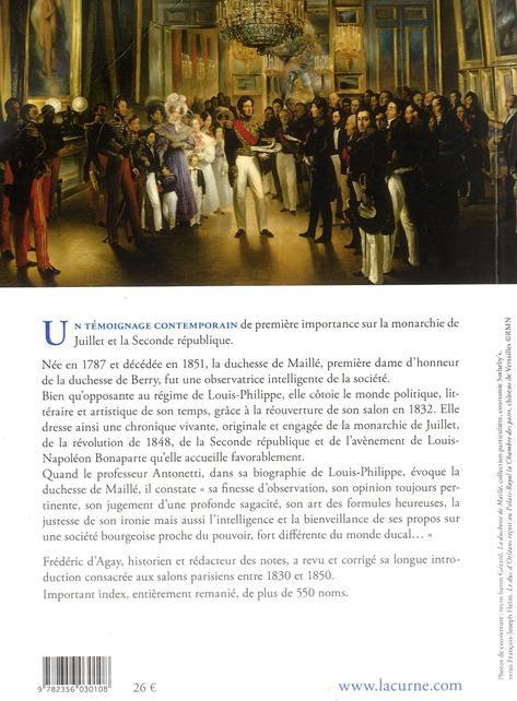 Quatrième de couverture de « MEMOIRES - UN REGARD SUR LE MONDE 1832-1851. »