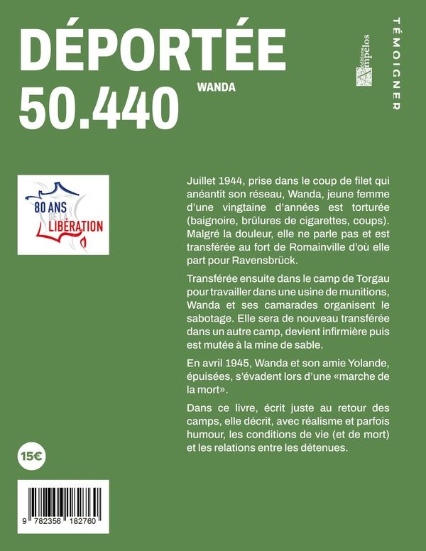 Quatrième de couverture de « DEPORTEE 50.440 »