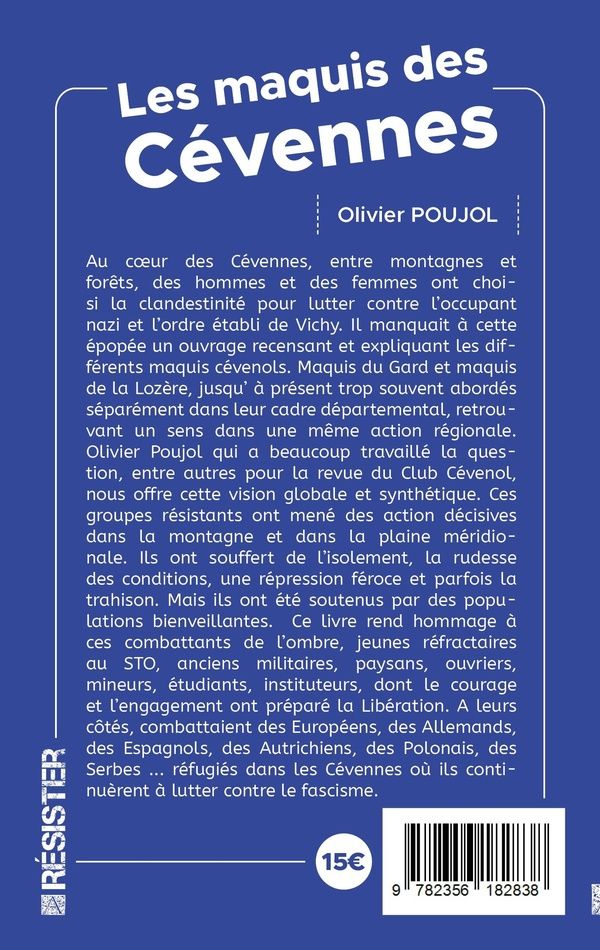 Quatrième de couverture de « Les maquis des Cévennes »