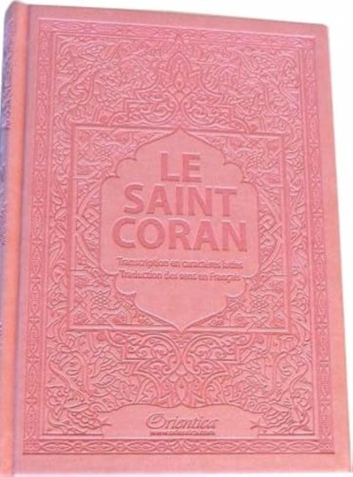 Couverture du livre « SAINT CORAN - AR/FR/PHONETIQUE - EDITION DE LUXE (COUVERTURE CUIR ROSE CLAIR) » de Revelation, librairie Les Contes Infusés à Corte