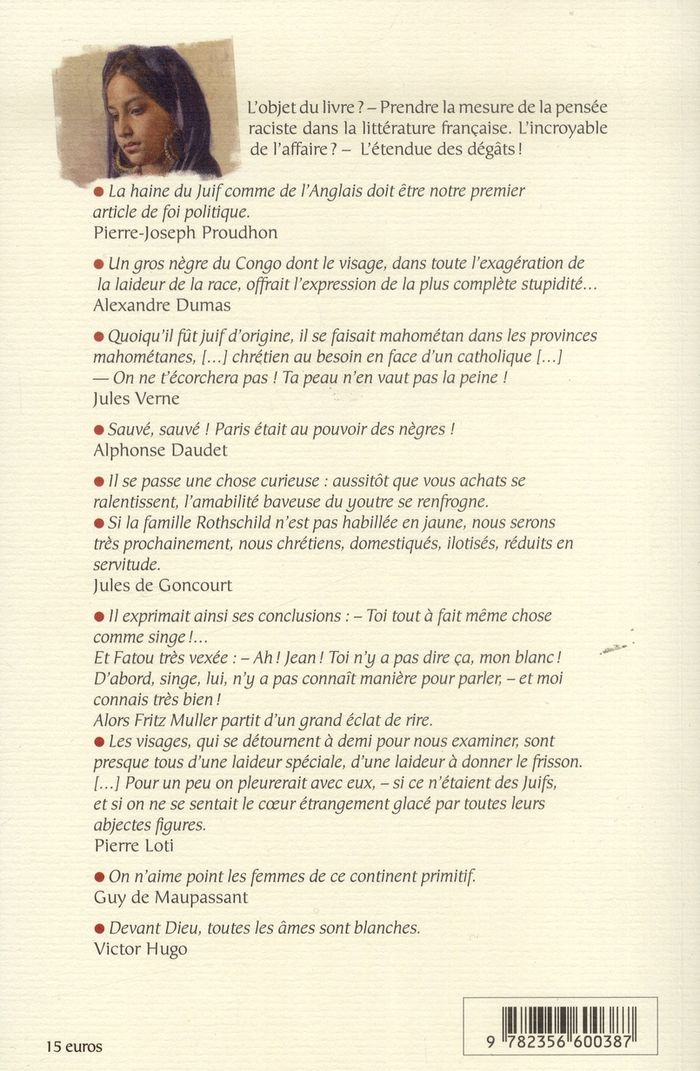 Quatrième de couverture de « Chroniques du racisme ordinaire au XIXe siècle »