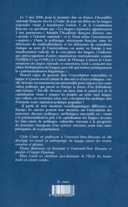 Quatrième de couverture de « LANGUES A L'ENCAN UNE NOUVELLE EUROPE DES LANGUES »