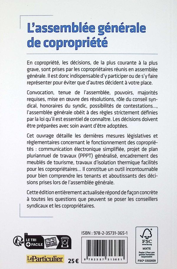Quatrième de couverture de « L'assemblée générale de copropriété »