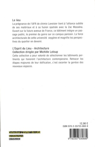 Quatrième de couverture de « L'UFR DE CHIMIE PARIS VII - AGENCE X-TU »