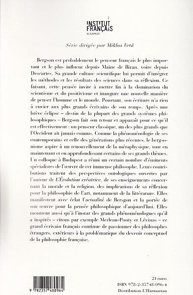 Quatrième de couverture de « ACTUALITE D'HENRI BERGSON »