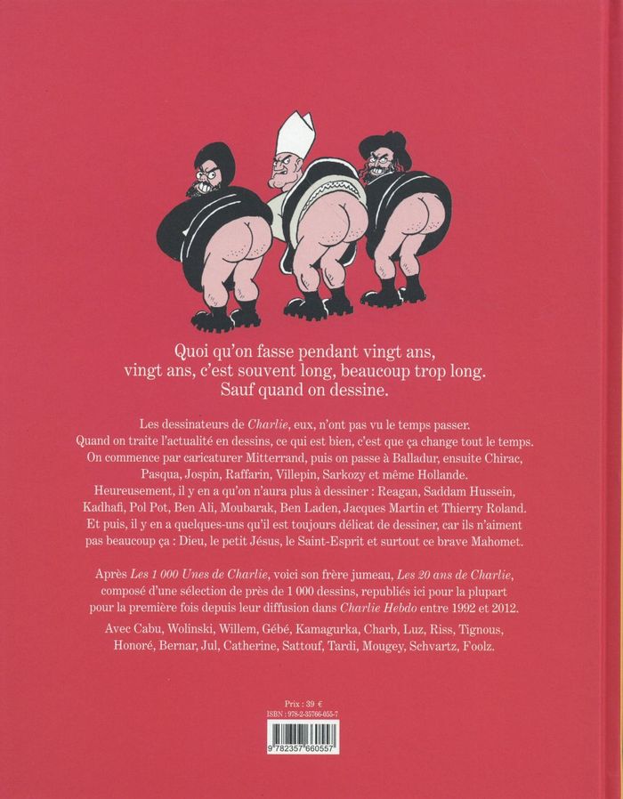Quatrième de couverture de « LES 20 ANS DE CHARLIE HEBDO 1992-2012 »
