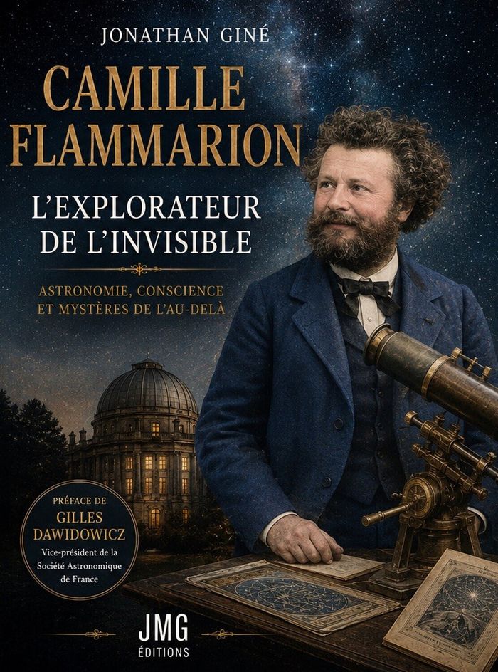 Couverture du livre « CAMILLE FLAMMARION - L'EXPLORATEUR DE L'INVISIBLE - ASTRONOMIE, CONSCIENCE ET MYSTERES DE L'AU-DELA » de Jonathan Gine, librairie Les Contes Infusés à Corte