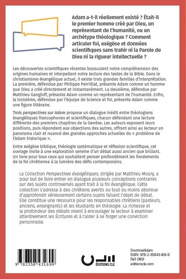 Quatrième de couverture de « Trois perspectives sur Adam »