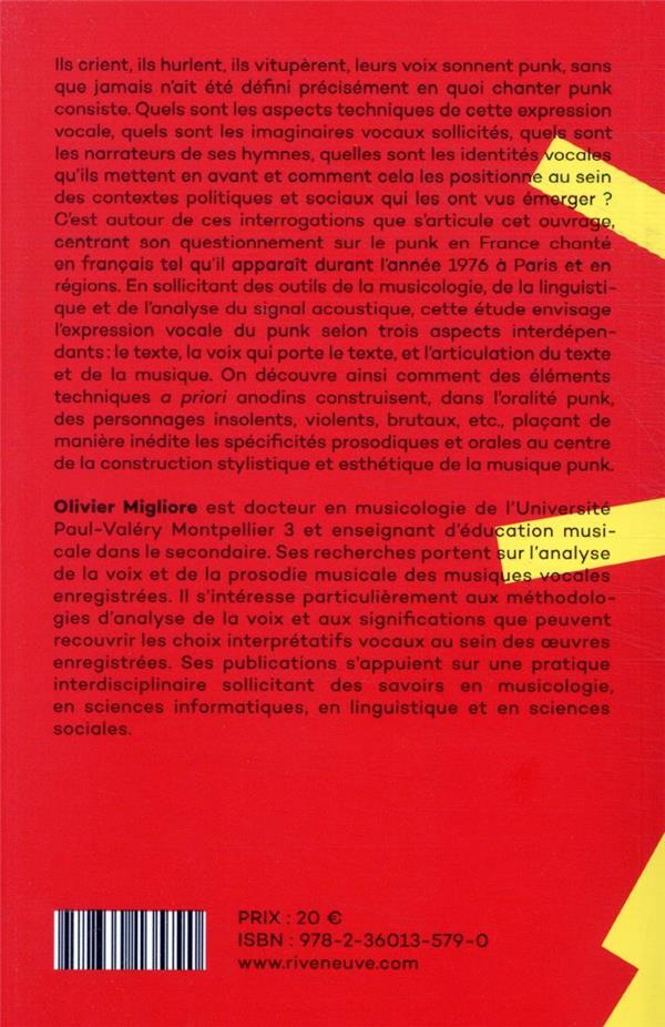 Quatrième de couverture de « DES CRIS ET DES CRETES - CHANTER PUNK EN FRANCAIS (1977-1989) »