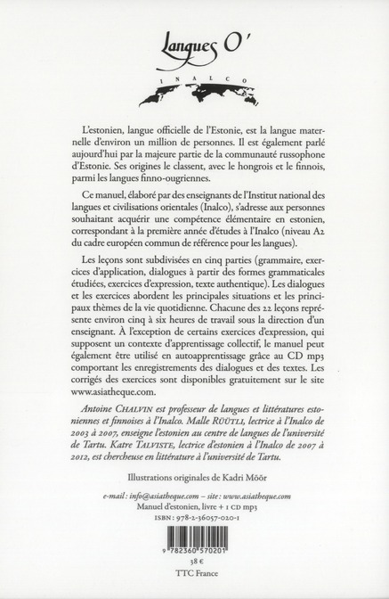 Quatrième de couverture de « MANUEL D'ESTONIEN + 1CD MP3 »