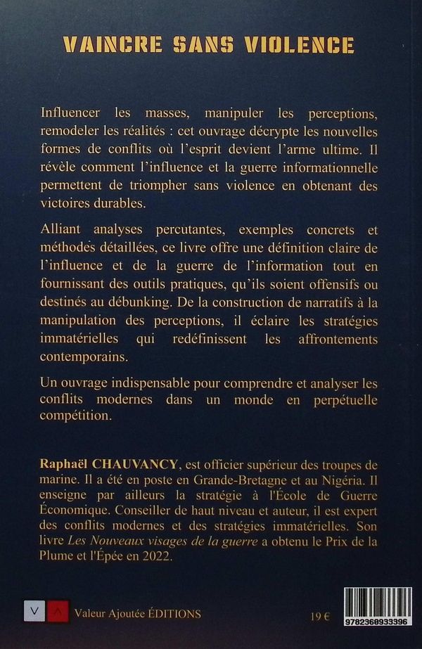Quatrième de couverture de « Vaincre sans violence : manuel d'influence et de guerre de l'information »