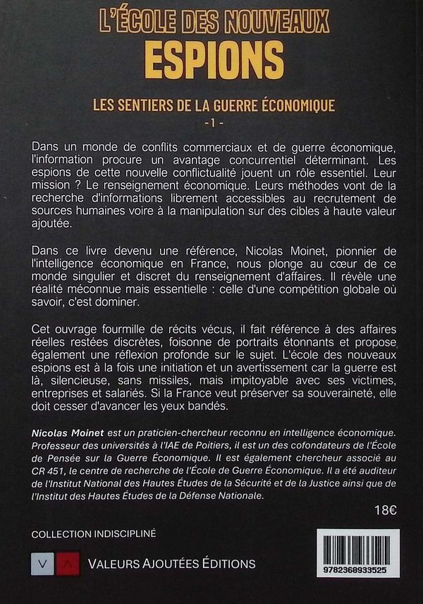 Quatrième de couverture de « L'école des nouveaux espions »