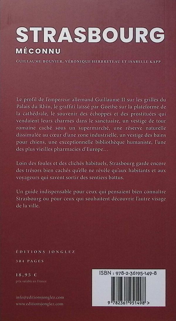 Quatrième de couverture de « Strasbourg méconnu »