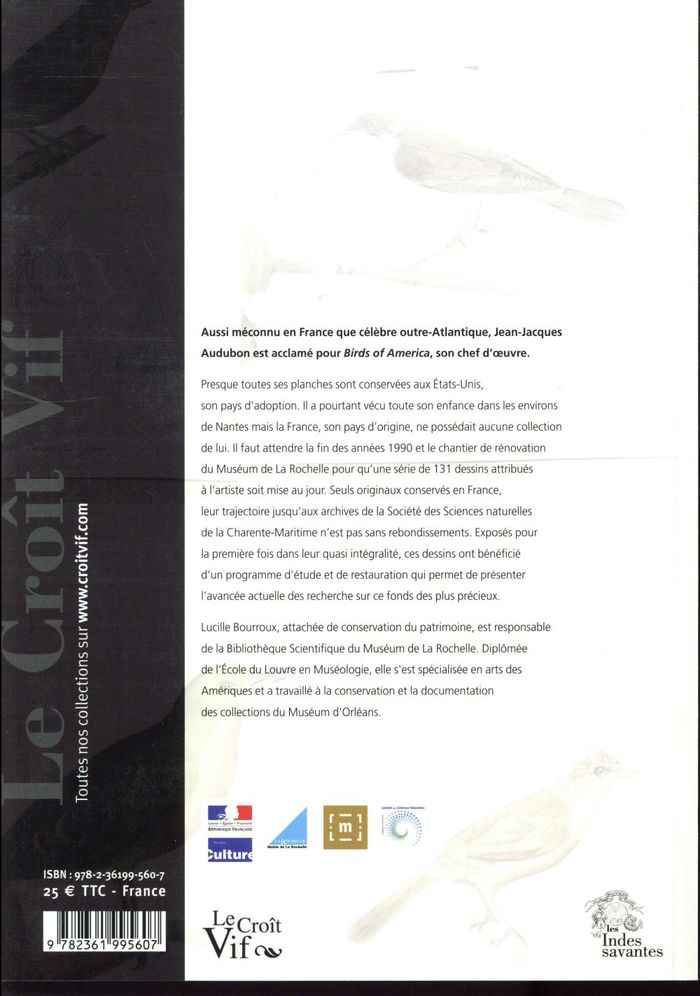 Quatrième de couverture de « JEAN-JACQUES AUDUBON - DESSINS DE JEUNESSE - CATALOGUE RAISONNE »
