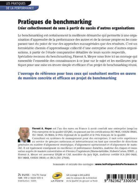 Quatrième de couverture de « PRATIQUES DE BENCHMARKING - CREER COLLECTIVEMENT DU SENS A PARTIR DU SUCCES D'AUTRES ORGANISATIONS »