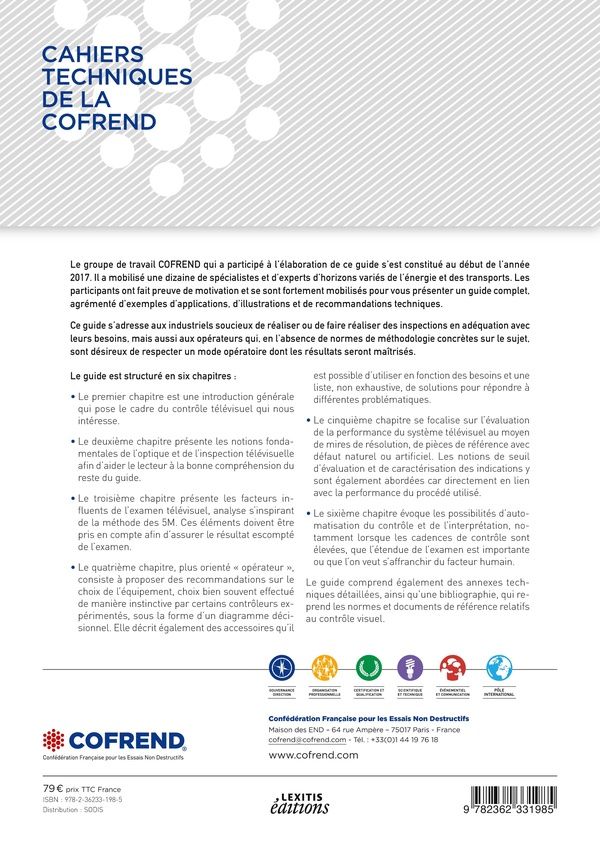 Quatrième de couverture de « Inspection télévisuelle : guide et recommandations techniques »