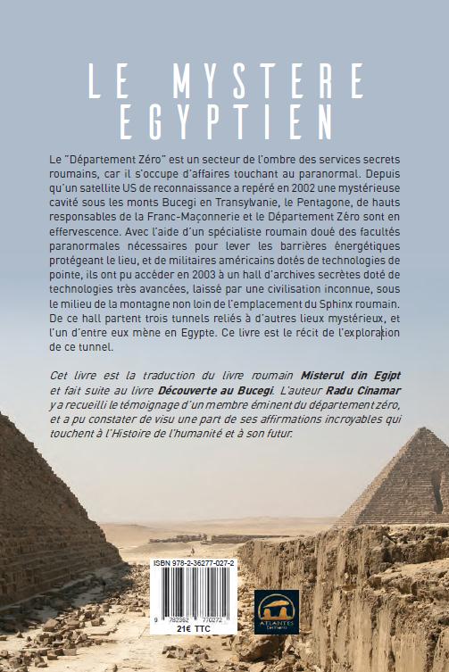 Quatrième de couverture de « LE MYSTERE EGYPTIEN - DECOUVERTE AU BUCEGI »