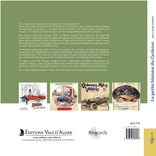 Quatrième de couverture de « La petite histoire du cyclecar »
