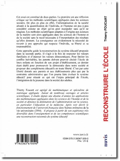 Quatrième de couverture de « RECONSTRUIRE L'ECOLE »
