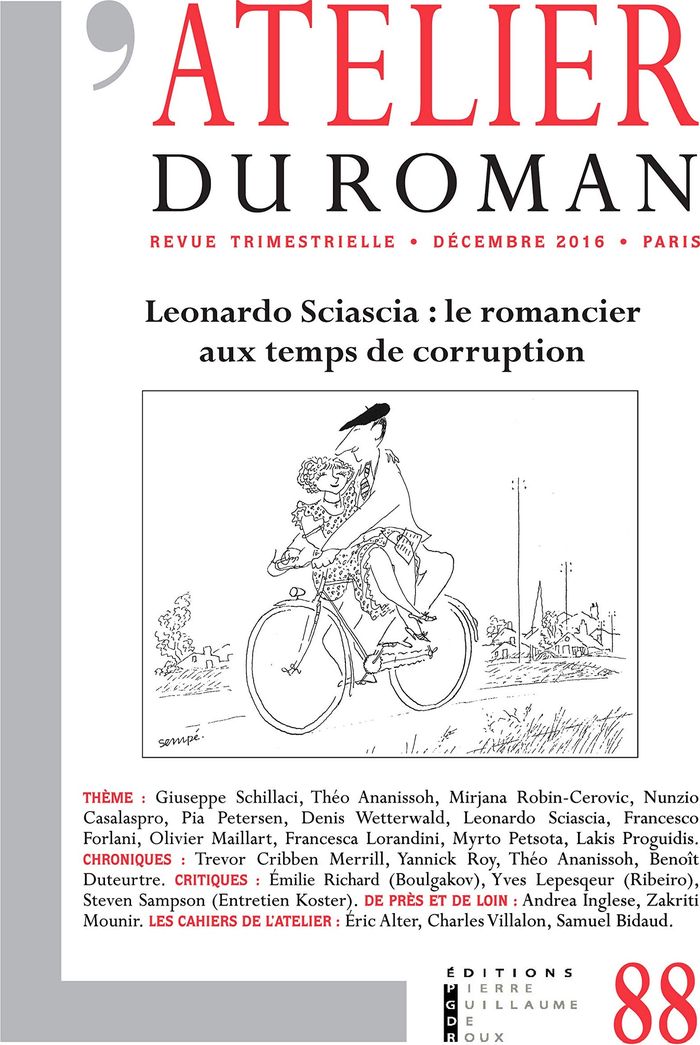 Couverture du livre « REVUE ATELIER DU ROMAN - VOL88 - LE ROMANCIER AUX TEMPS DE CORRUPTION », librairie Les Contes Infusés à Corte