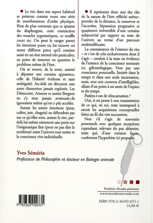 Quatrième de couverture de « LA METAPHYSIQUE DU RIRE »