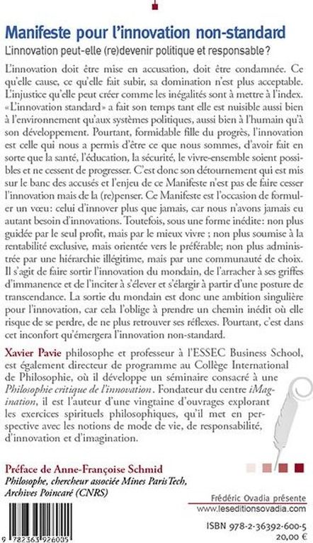 Quatrième de couverture de « Manifeste pour l'innovation non-standard : l'innovation peut-elle (re)devenir politique et responsable ? »