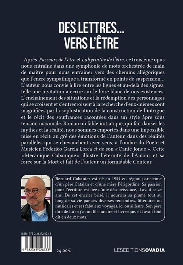 Quatrième de couverture de « Des lettres, vers l'être : roman »