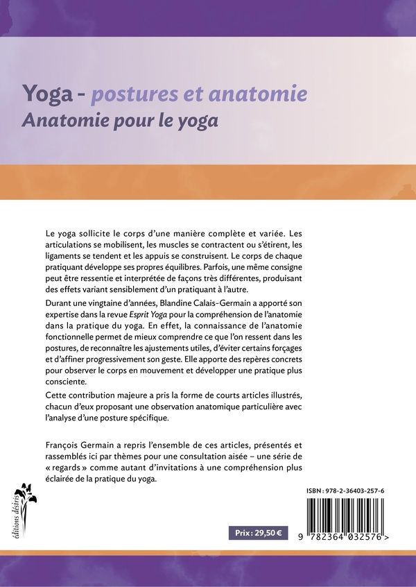 Quatrième de couverture de « YOGA - POSTURES ET ANATOMIE »